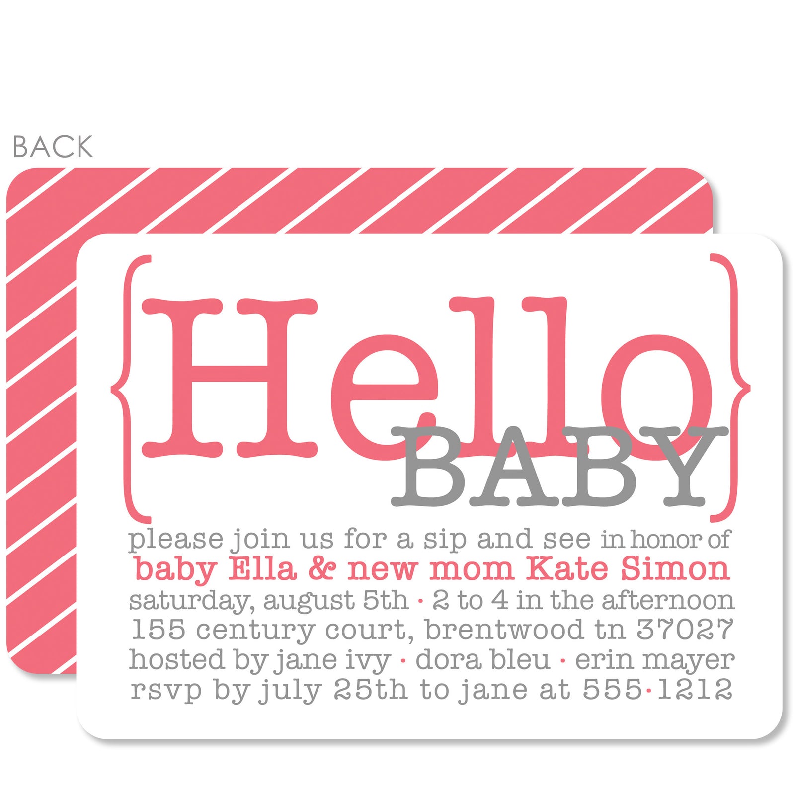 Hello Baby Pink Baby Shower Invitation