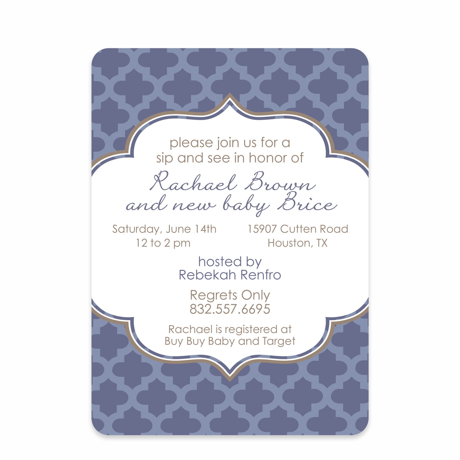Moroccan Blue Baby Shower Invitation