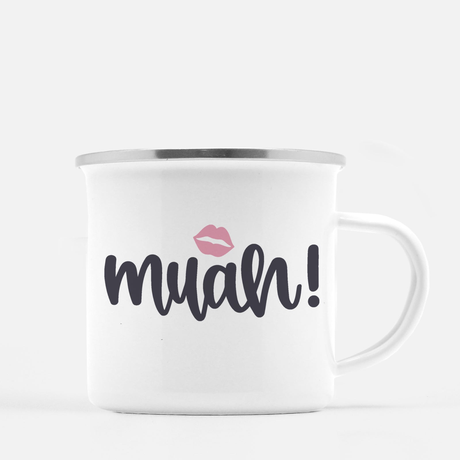 White enamel kids camp mug, Valentine's Day, Pipsy.com