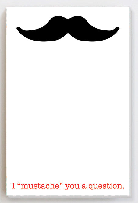 Mustache with red letters notepad