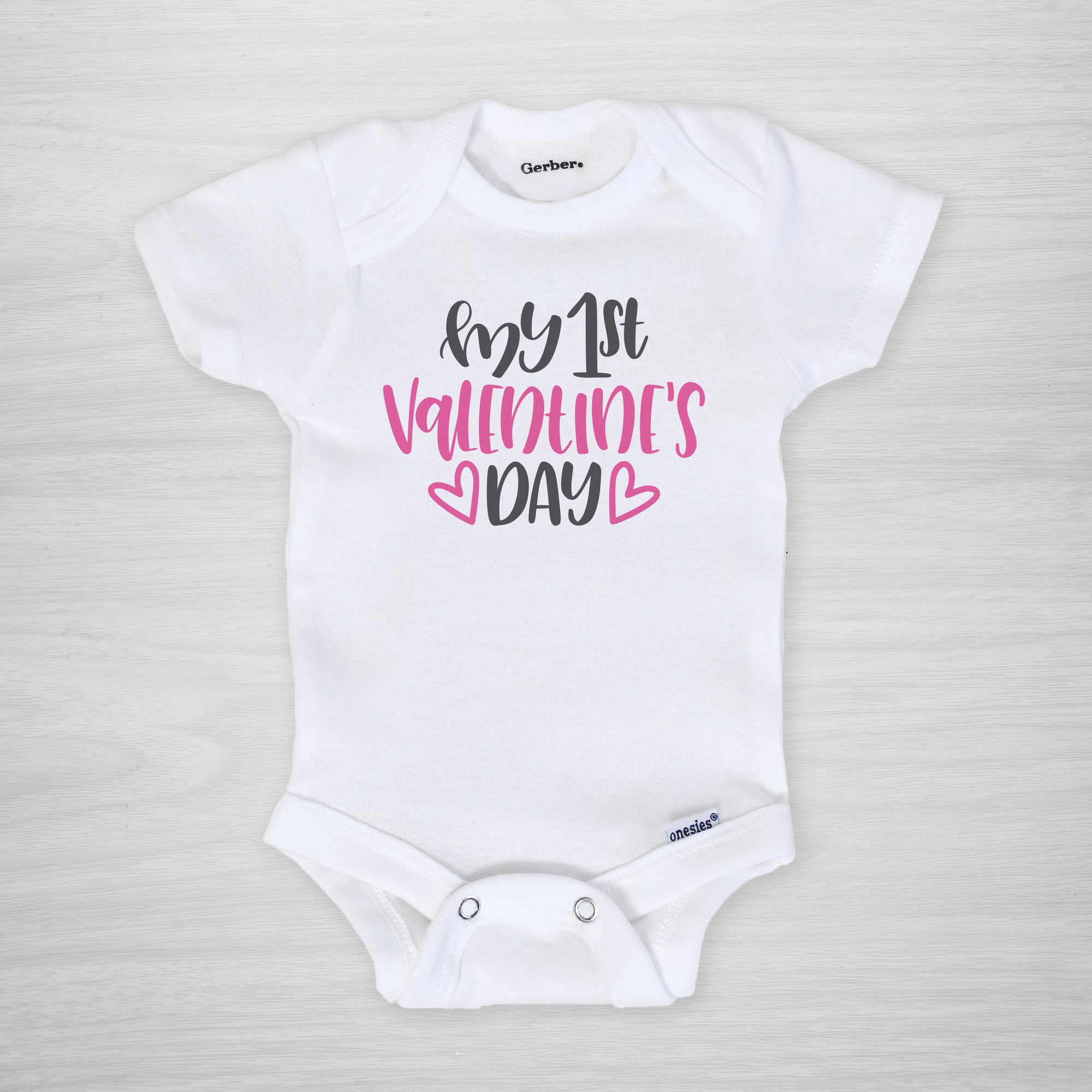 My first Valentine's Day Onesie, Pink text, Long sleeved
