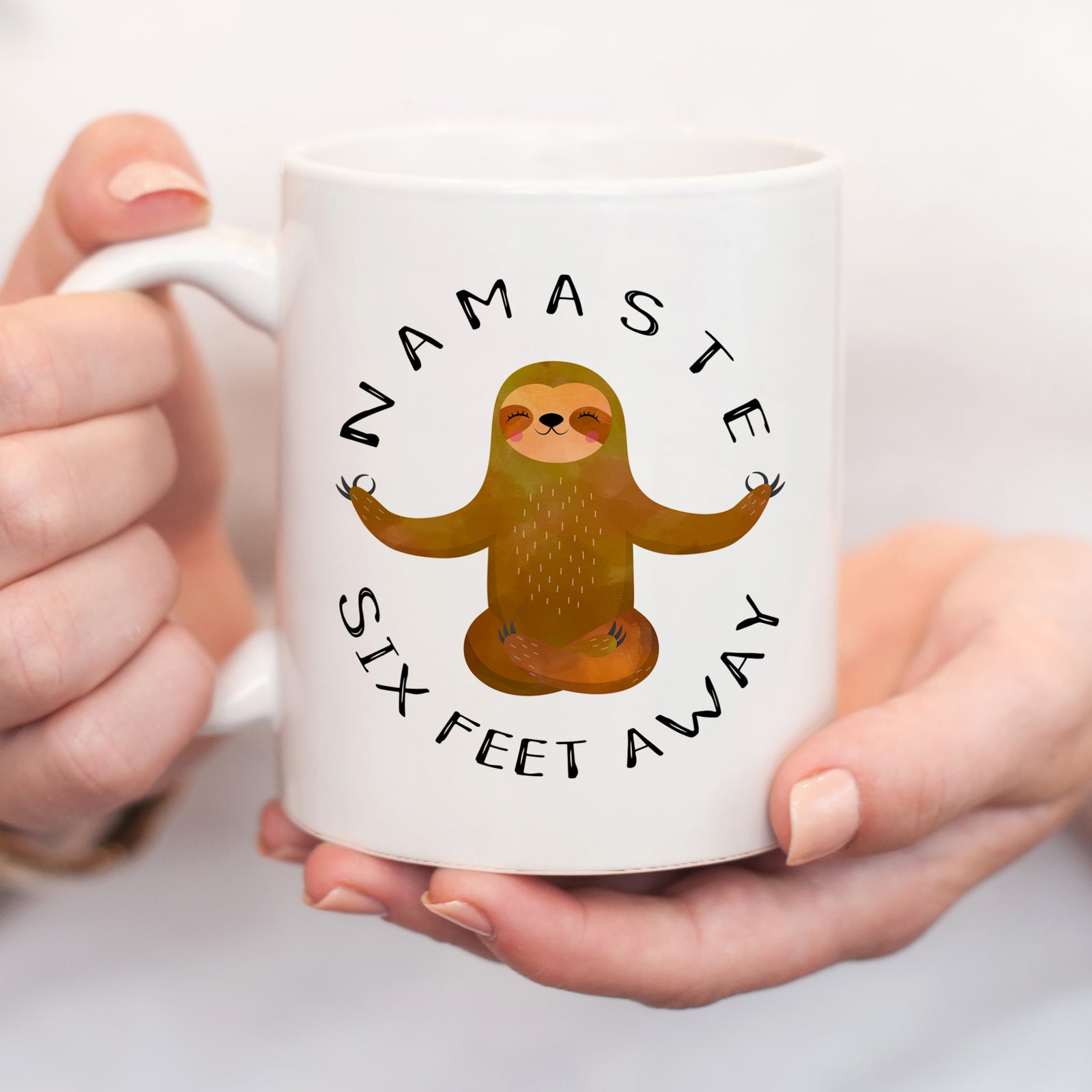 Namaste Six Feet Away Sloth Coffee Mug | PIPSY.COM
