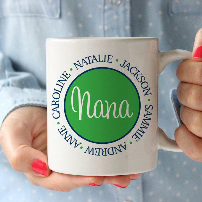 Nana Grandma Grandchildren name mug, personalized, PIPSY.COM