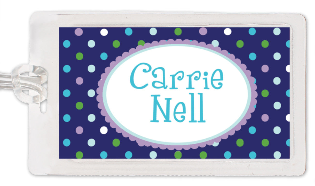 Navy Dots Bag Tag
