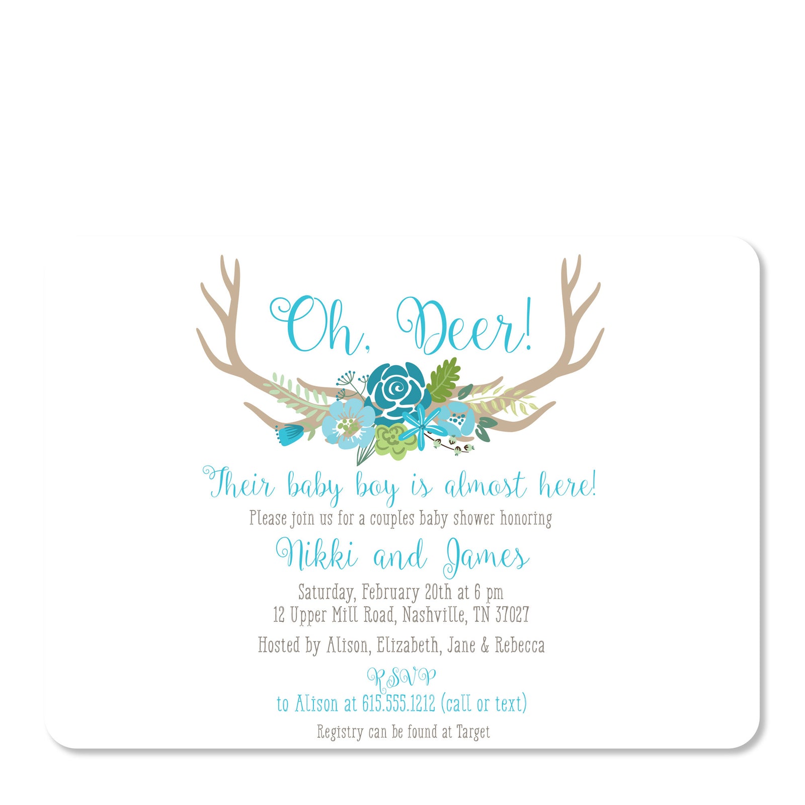 Oh Deer! Baby Boy Shower Invitation