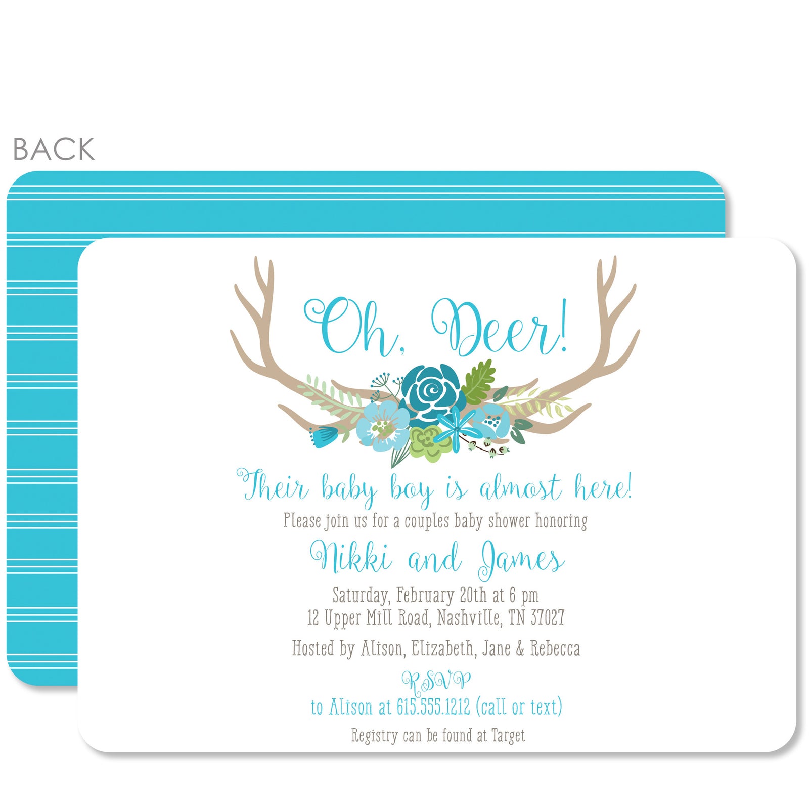 Oh Deer! Baby Boy Shower Invitation