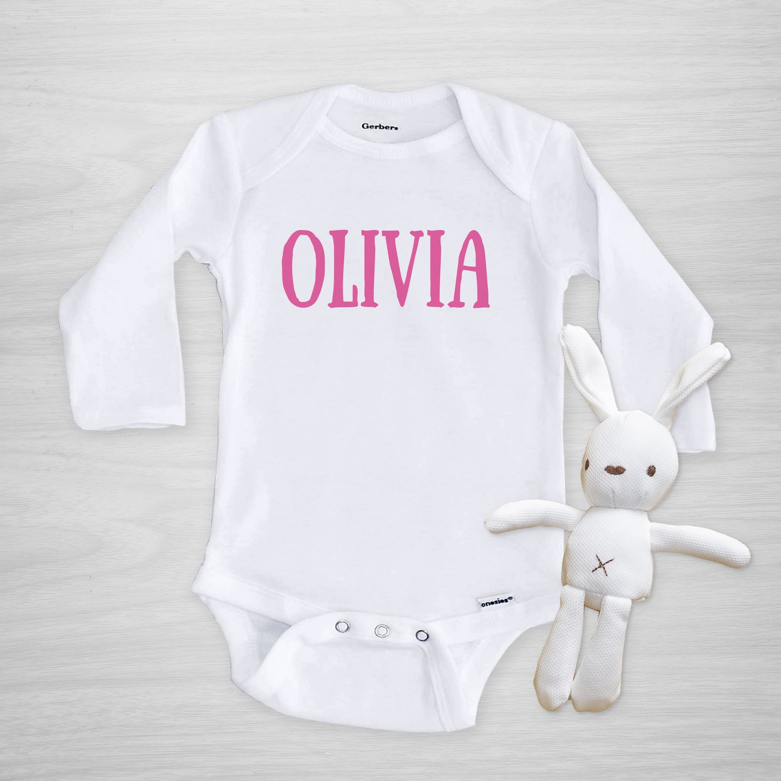 Personalized Name Gerber Onesie for Girl, short sleeved