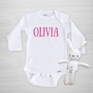 Personalized Name Gerber Onesie for Girl, long sleeved