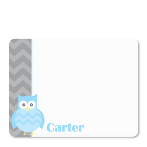 Blue Owl Party Flat Notecard | Swanky Press | Front