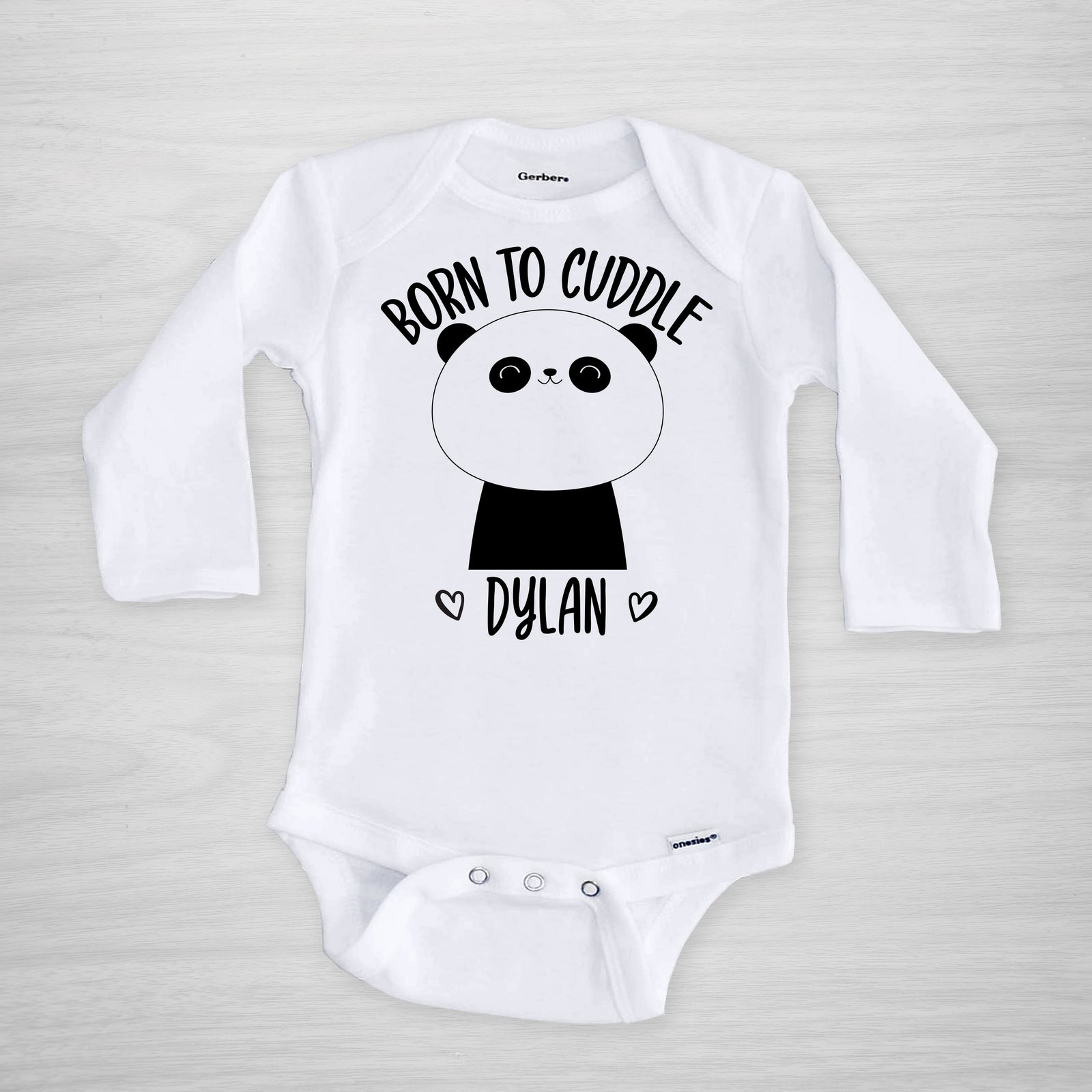 Panda Gerber Onesie "Born to Cuddle" long sleeved