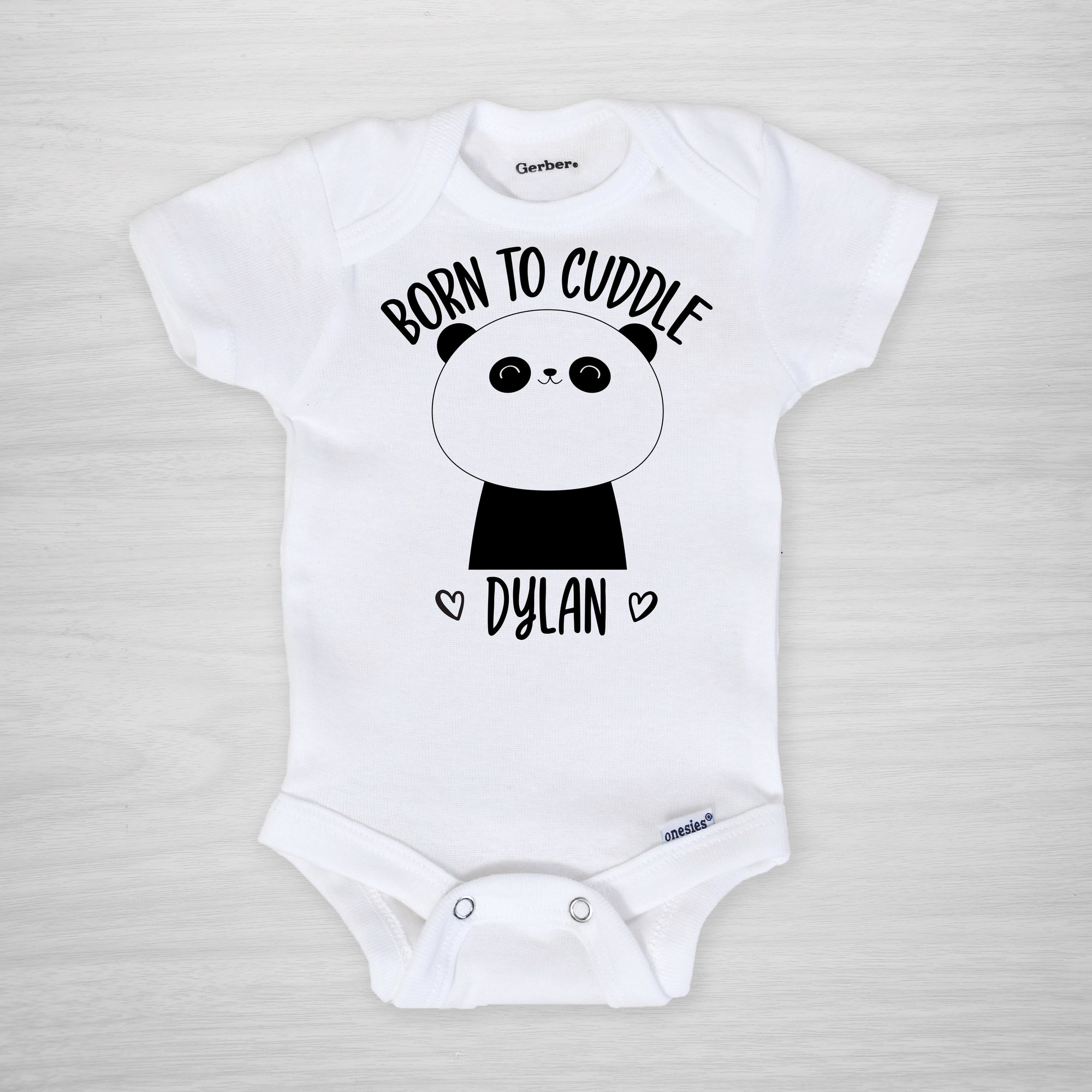 Panda Gerber Onesie "Born to Cuddle" short sleeved