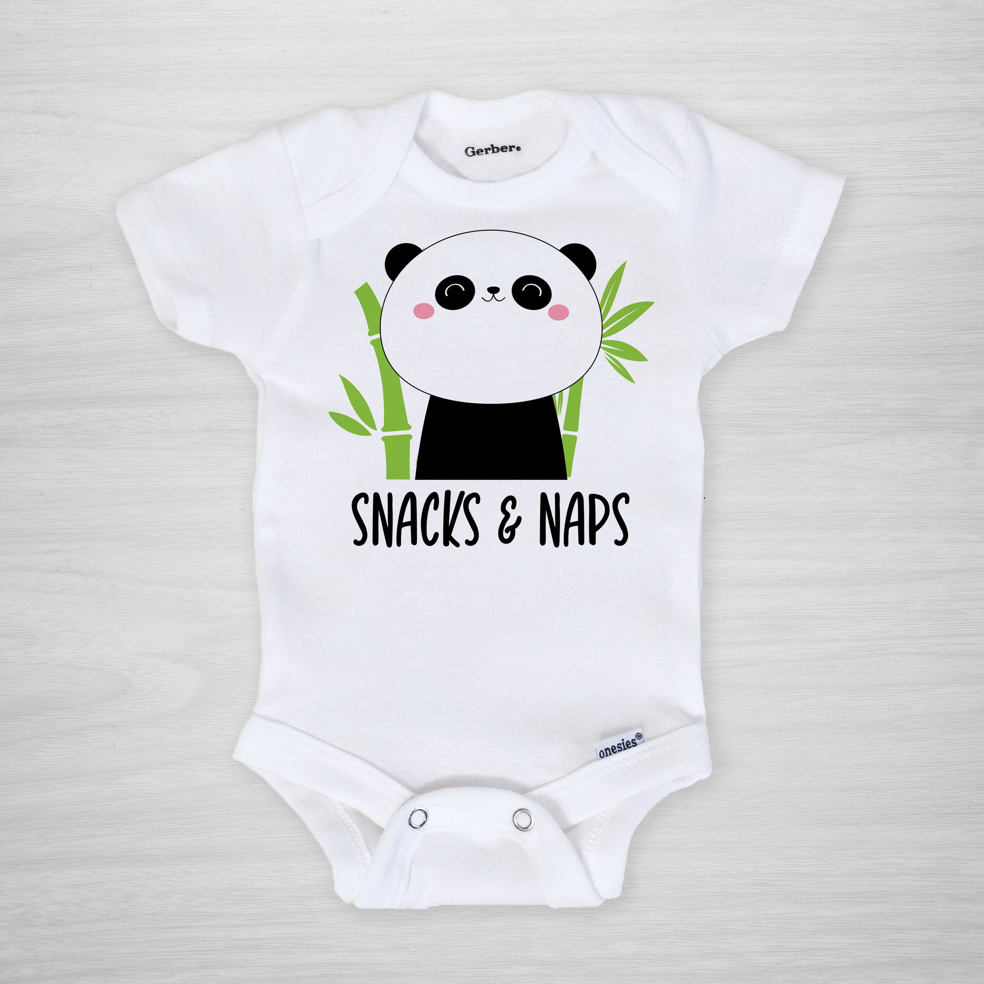 Panda Onesie "Snacks and Naps" long sleeved