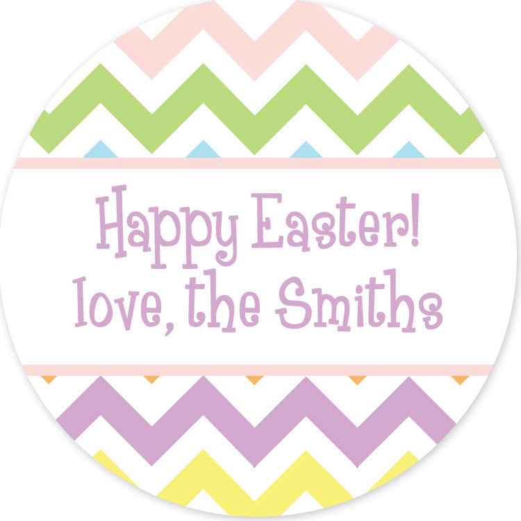 Pastel chevron Easter round sticker