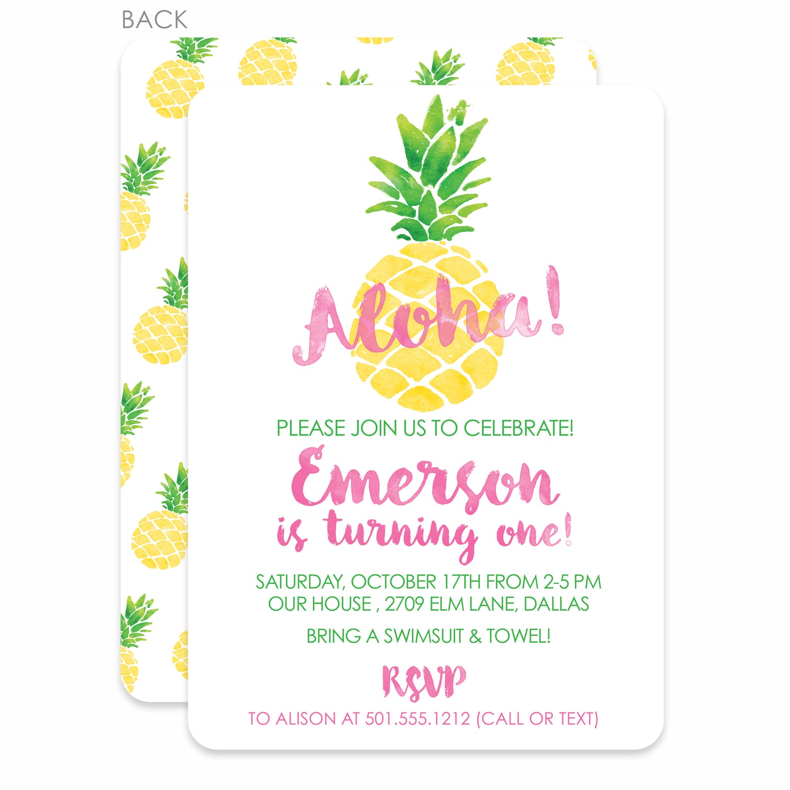 Pineapple Party Birthday Invitation | Pipsy.com | Pink