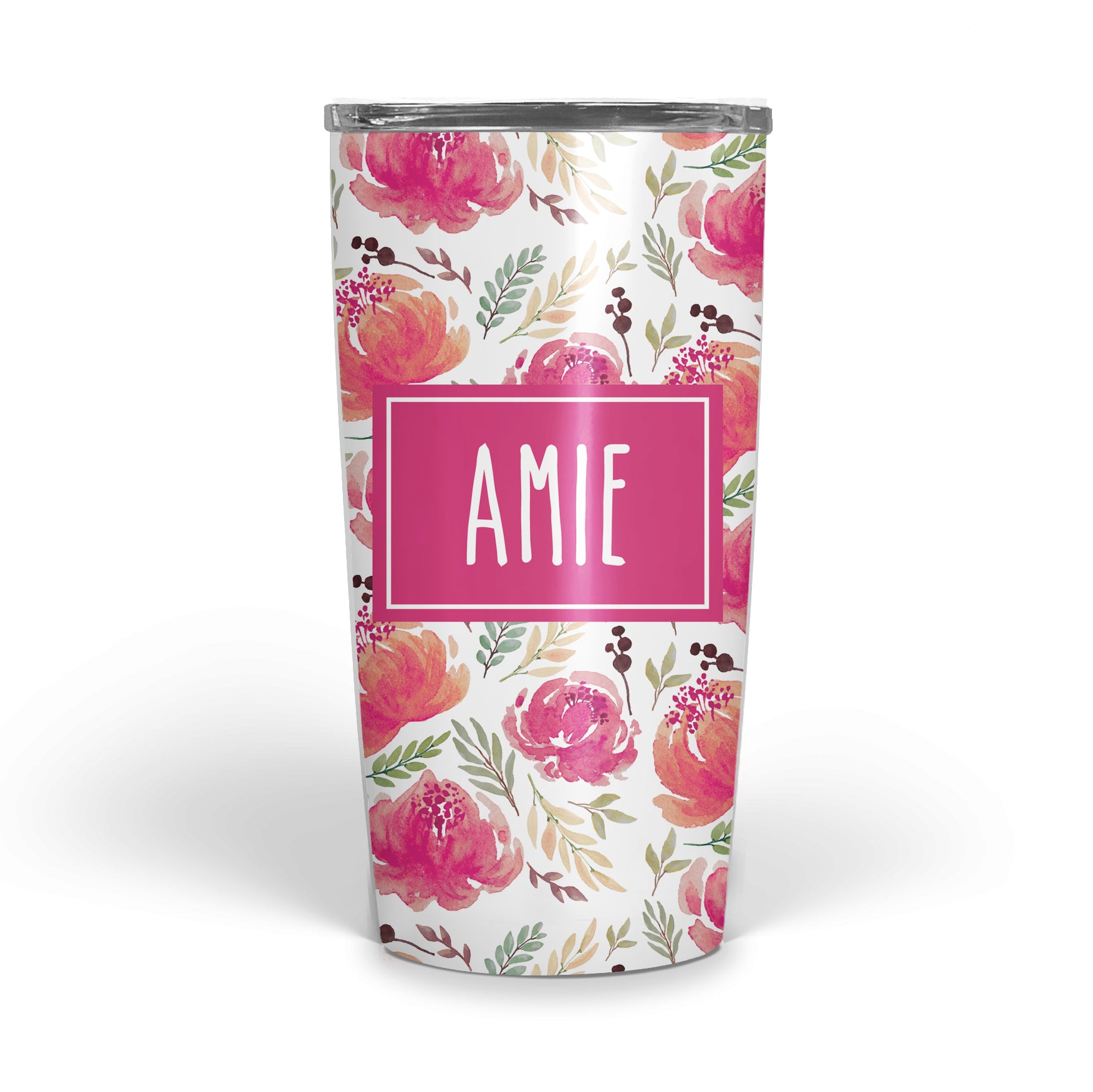 Pink Floral Double Walled Stainless Tumbler (tall)
