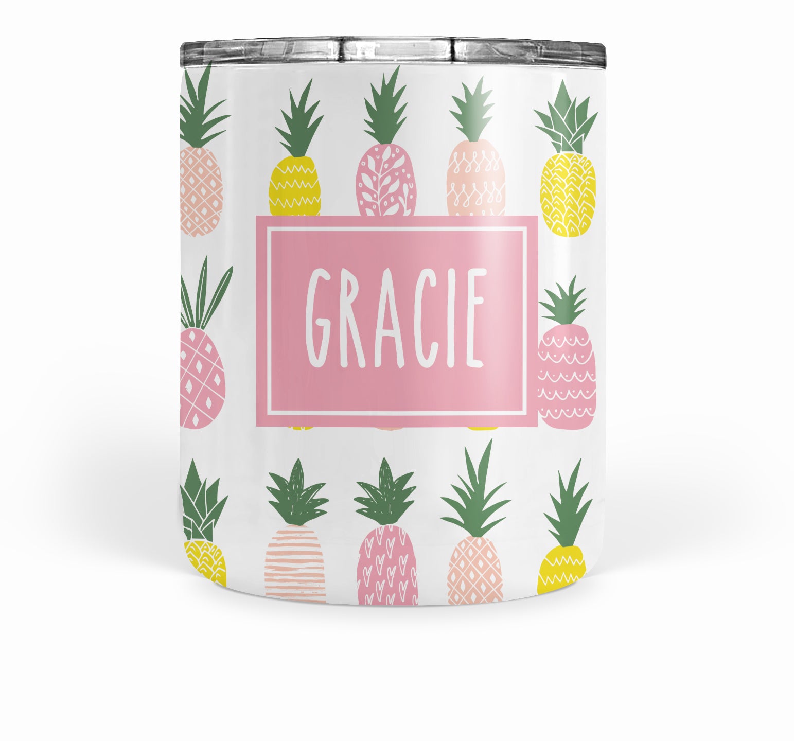 Pink Pineapple double-walled stainless steel tumbler short, PIPSY.COM