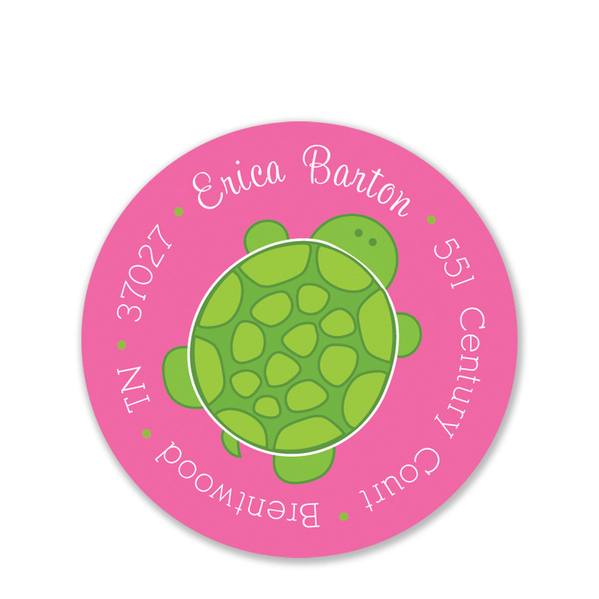 Pink Turtle Return Address Stickers