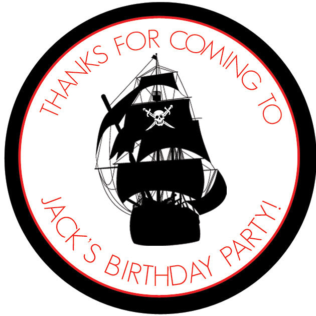 Pirate ship round sticker