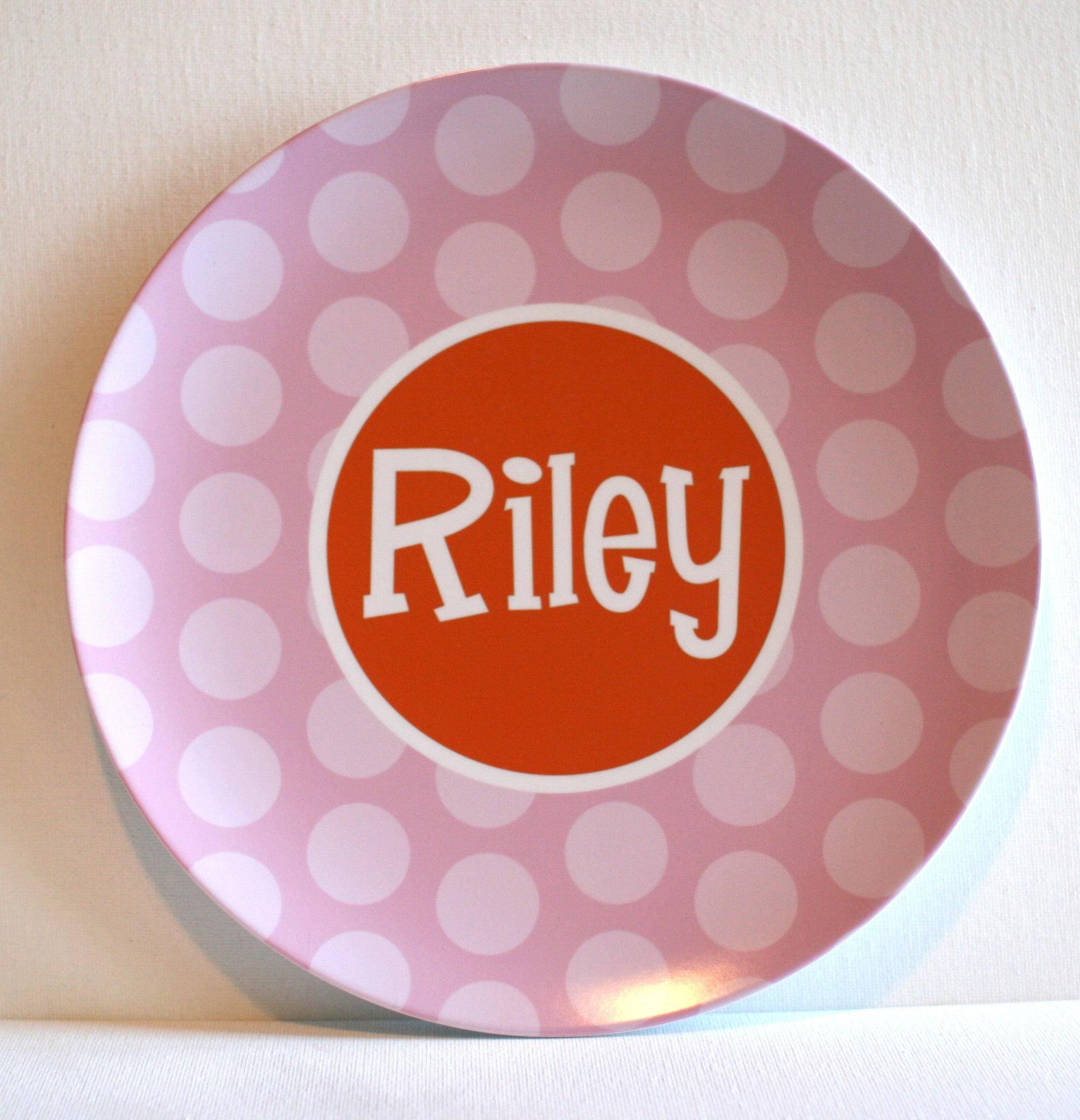 big pink dots personalized melamine plate