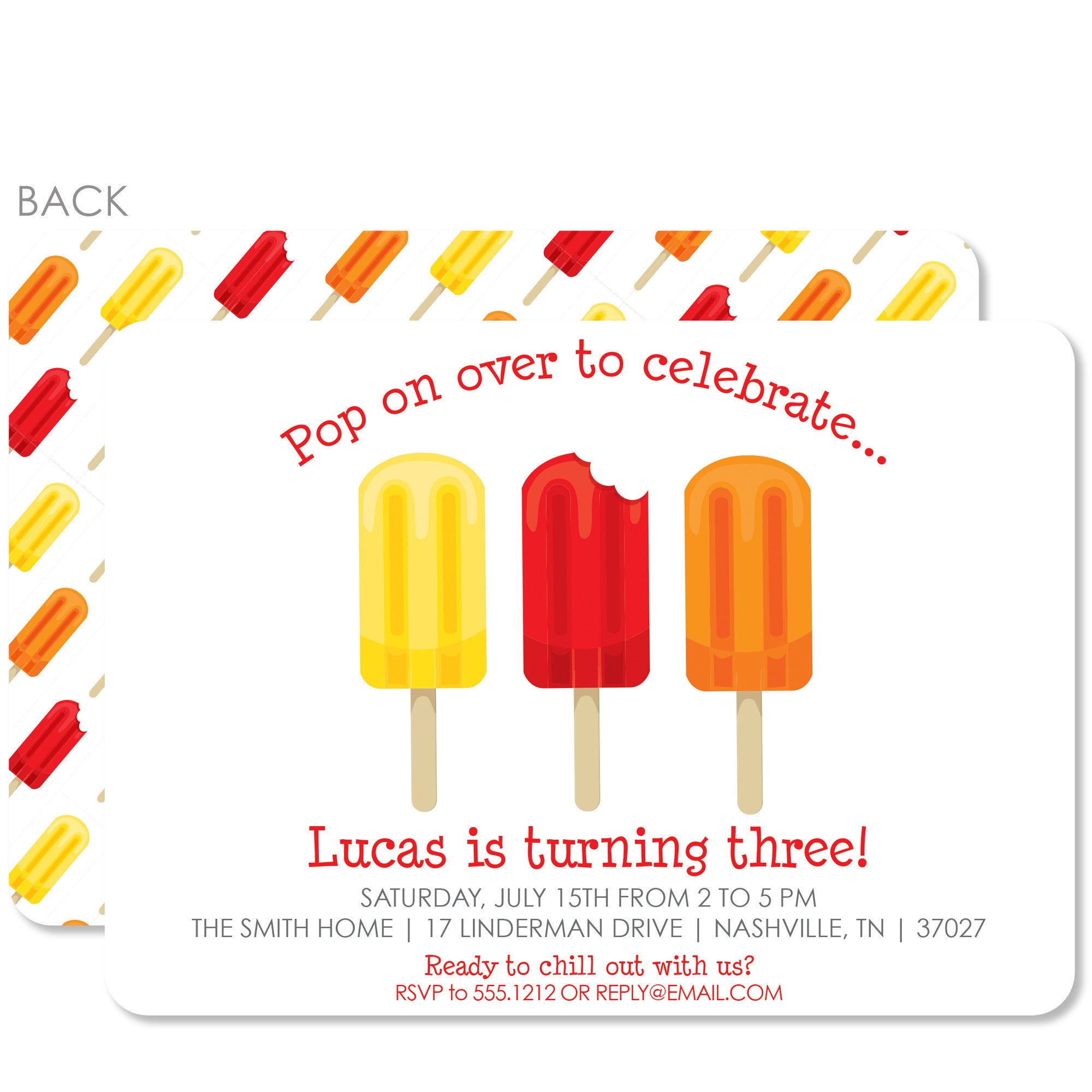 Popsicle Party Birthday Invitation | Pipsy.com | Red