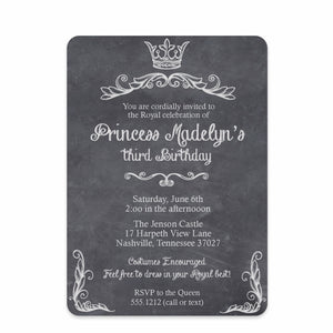 Princess Chalkboard Party Birthday Invitation | Pipsy.com | Front