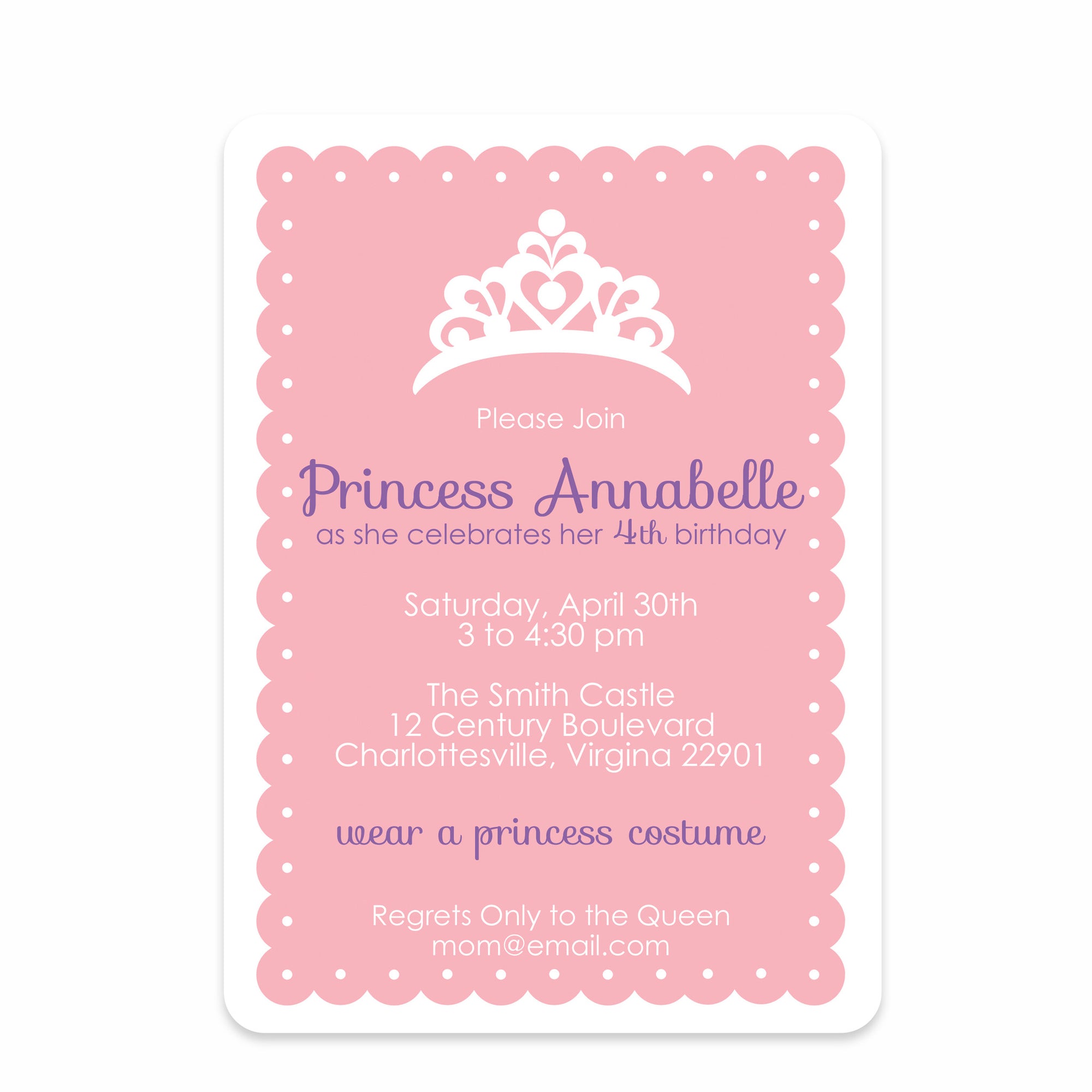 Princess Dress-up Party Birthday Invitation | Pipsy.com | Front