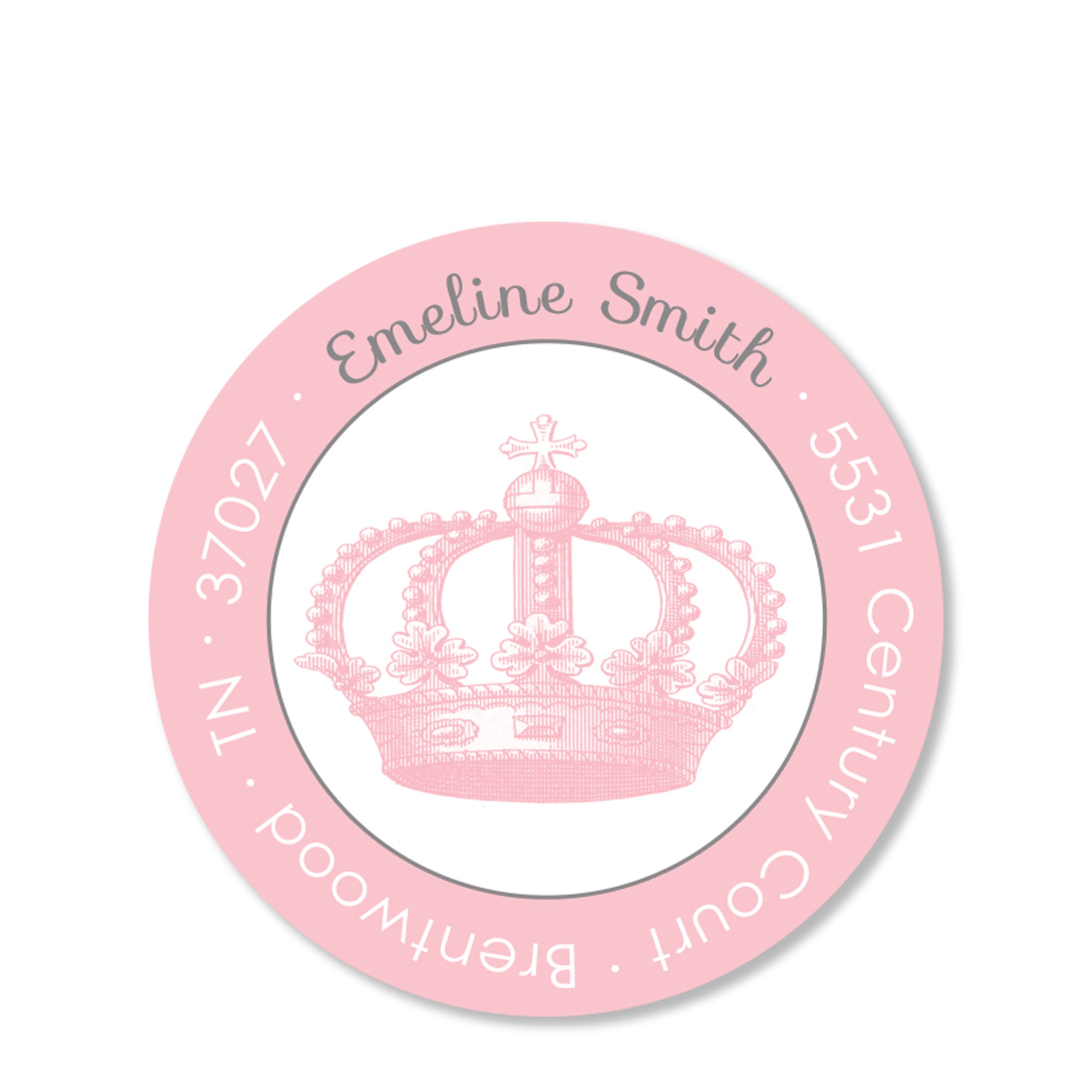 Vintage Princess Party Return Address Sticker | Swanky Press | Round