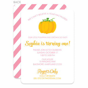 Pumpkin Party Birthday Invitation | Pipsy.com | Pink