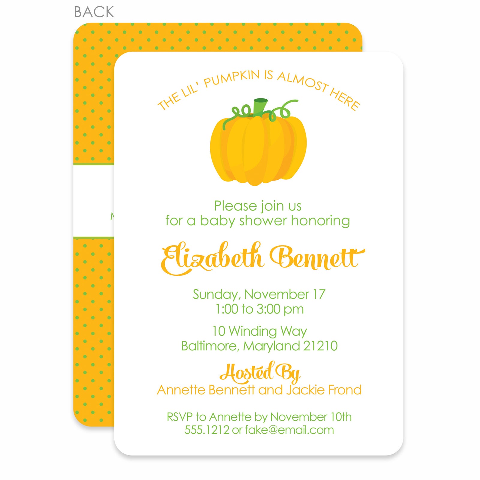 Pumpkin Baby Shower Invitation
