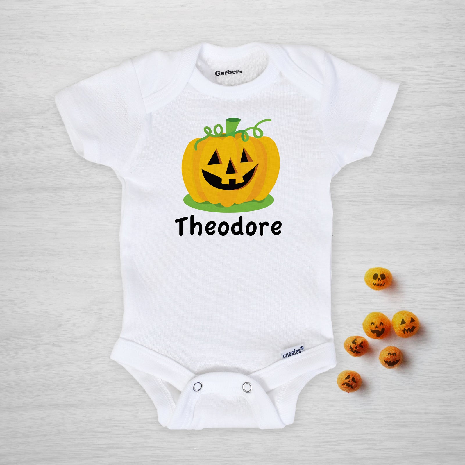 Jack O'Lantern Pumpkin Personalized Onesie, long sleeved, Halloween, Pipsy.coom