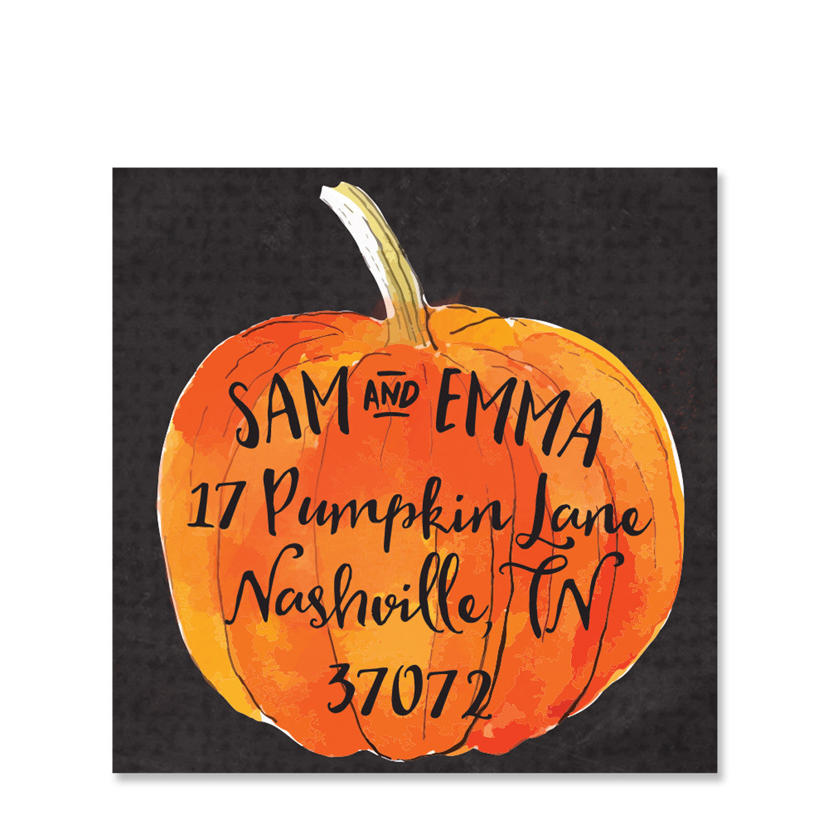 Watercolor Pumpkin Return Address Sticker, Square