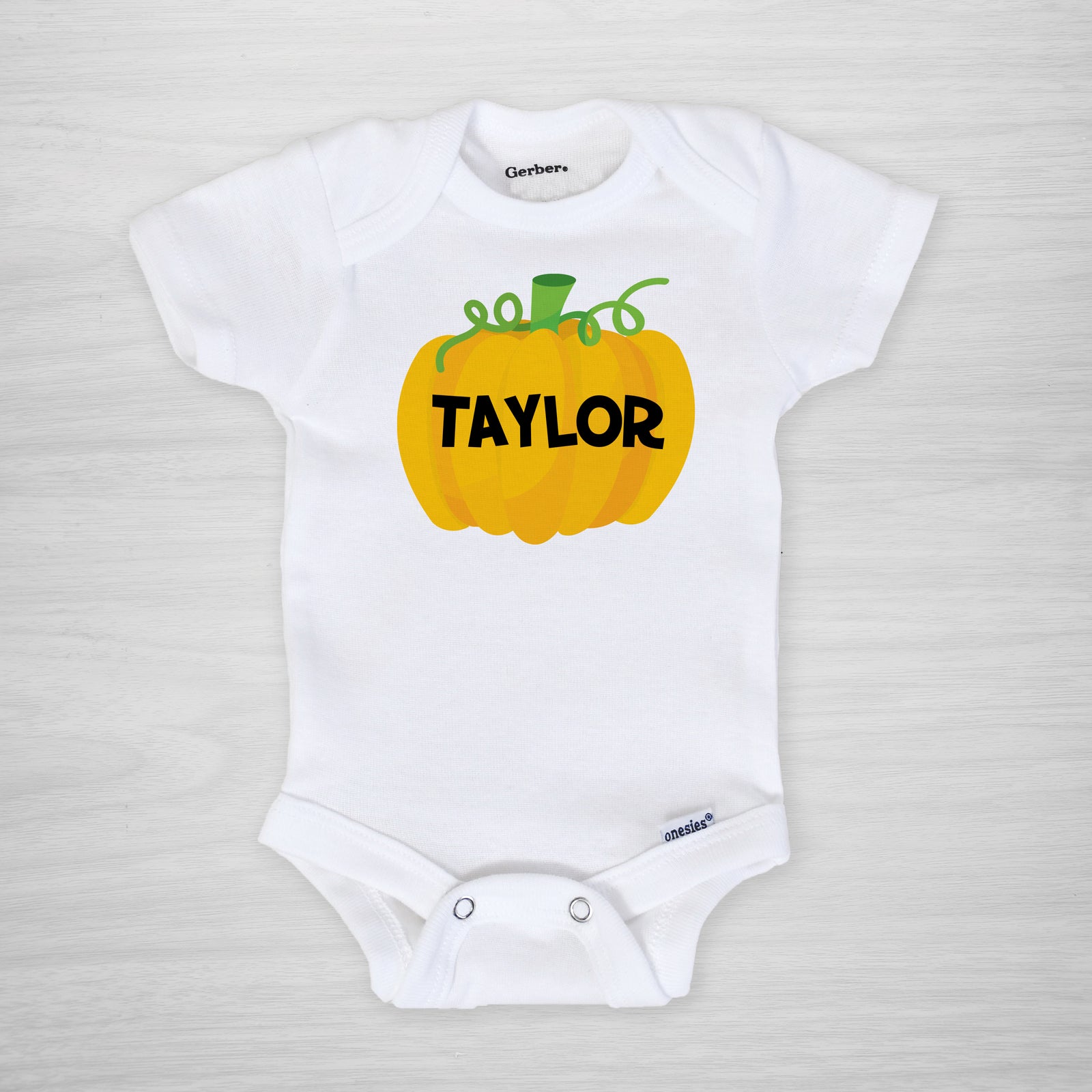 Personalized Pumpkin Gerber Onesie for Halloween, long sleeved