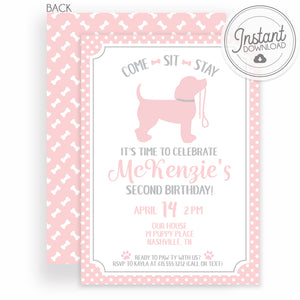 Puppy Party Birthday Invitation | Instant Download Editable | Templett Invitation | PIPSY.COM