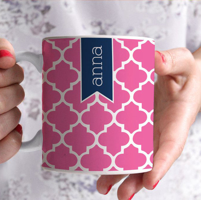 Hot Pink Quatrefoil Mug