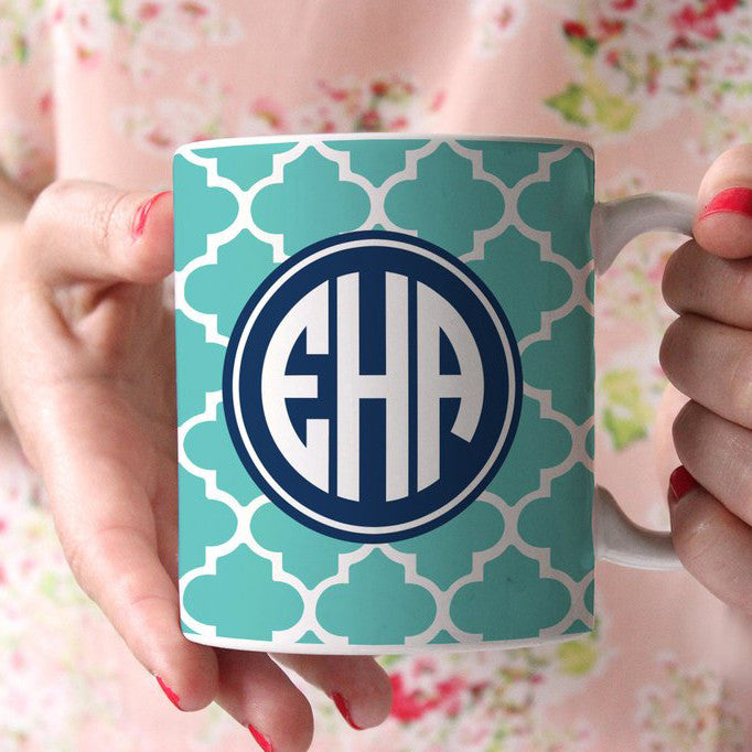 Quatrefoil Monogram Coffee Cup