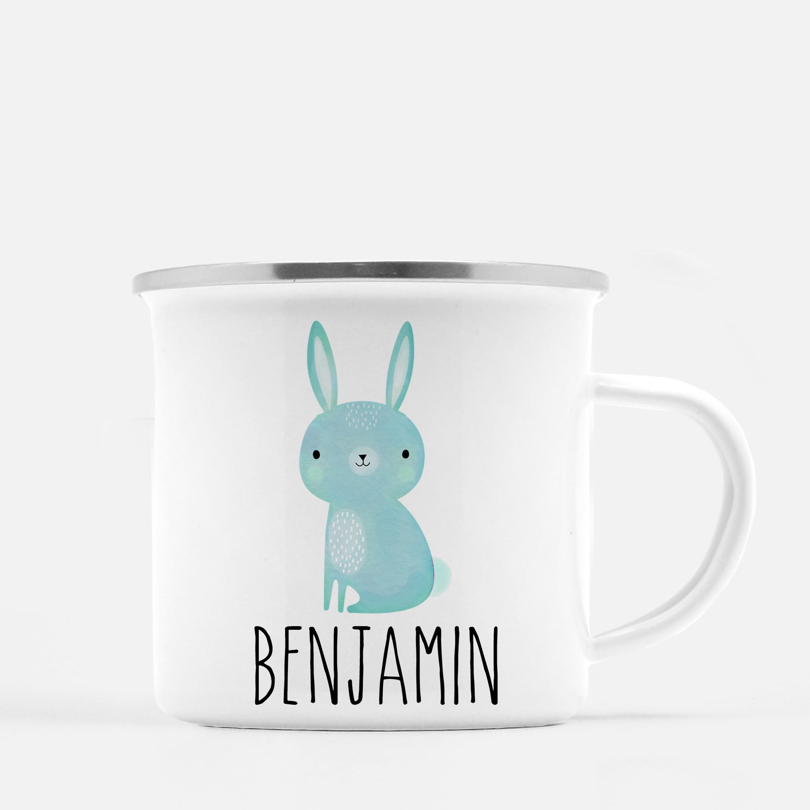 Blue Rabbit Personalized Camp Mug, Silver Lip