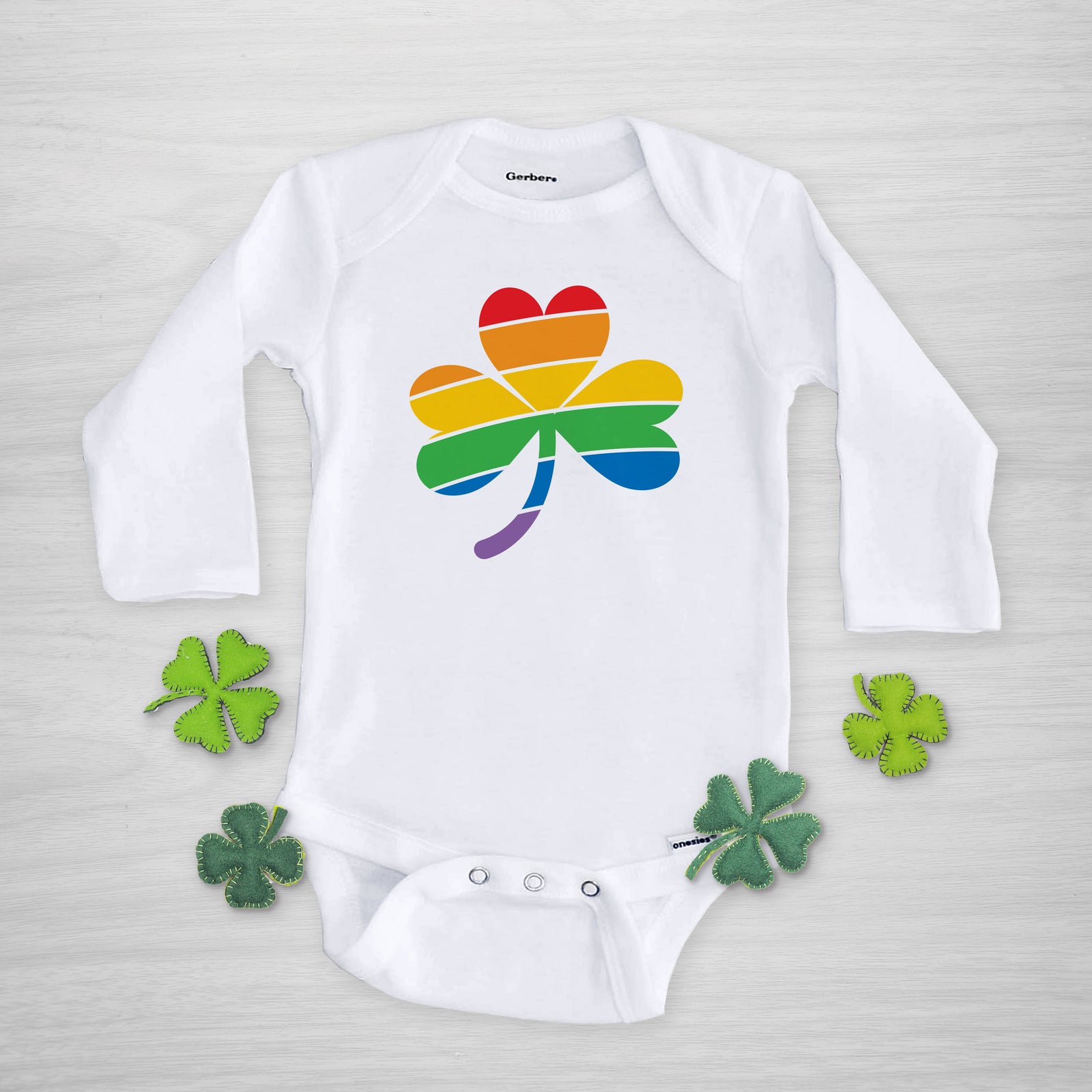Rainbow Clover St Patrick's Day Onesie®, Pipsy.com, long sleeved