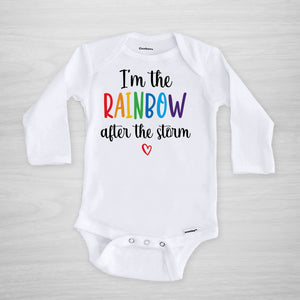 I am the rainbow after the storm personalized onesie, long sleeved