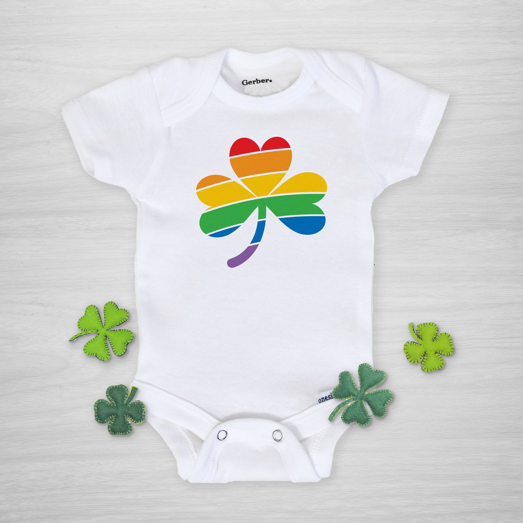 Rainbow Clover St Patrick's Day Onesie®, Pipsy.com, short sleeved