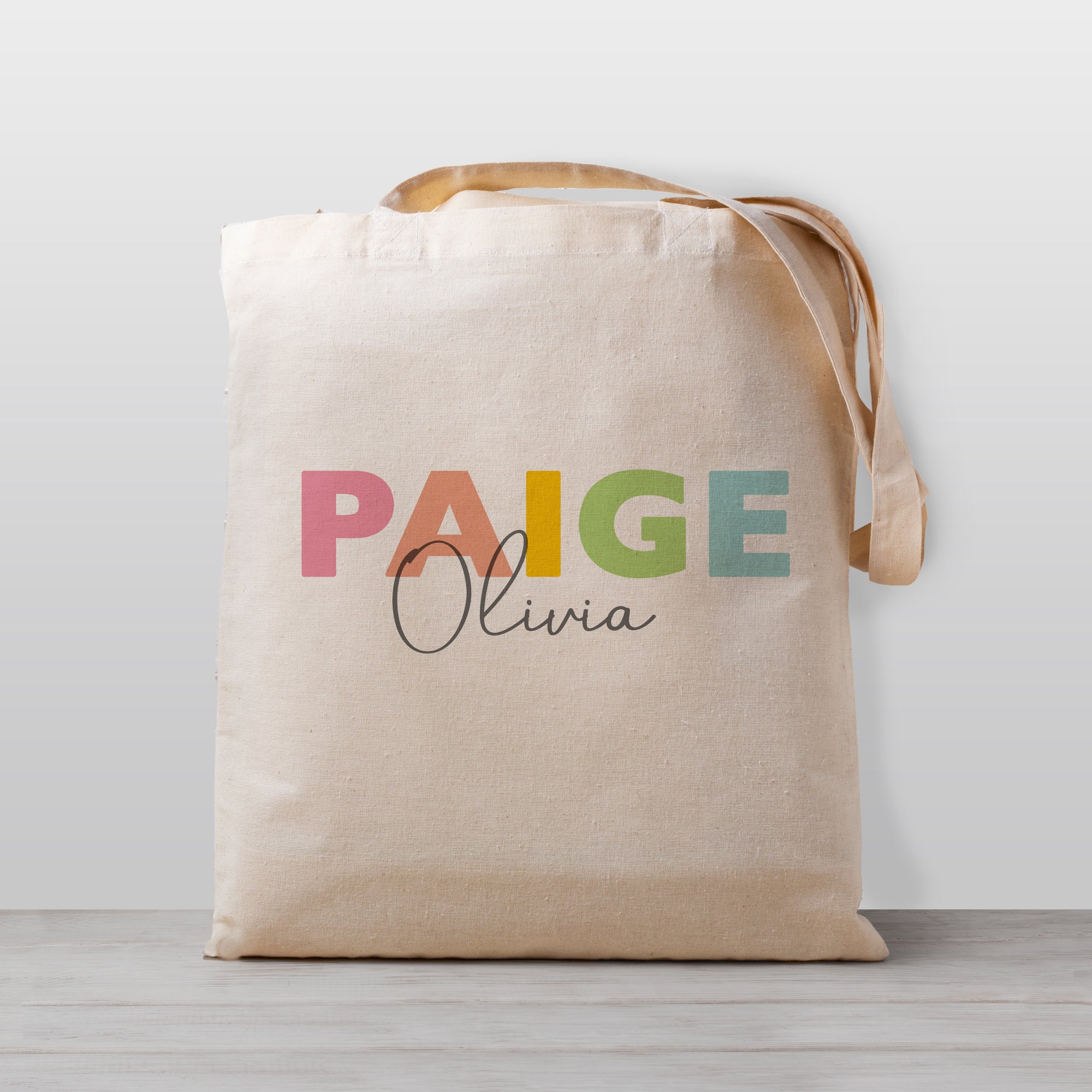 Pastel Rainbow Personalized Tote Bag