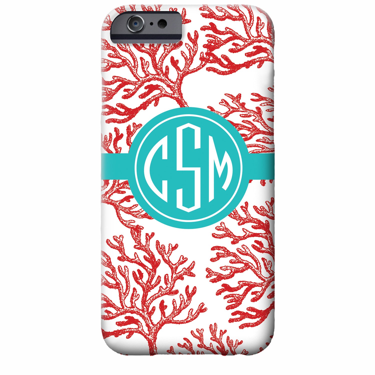Monogrammed Red Coral iPhone Case | Swanky Press