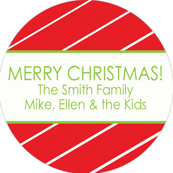 red pinstripe holiday sticker