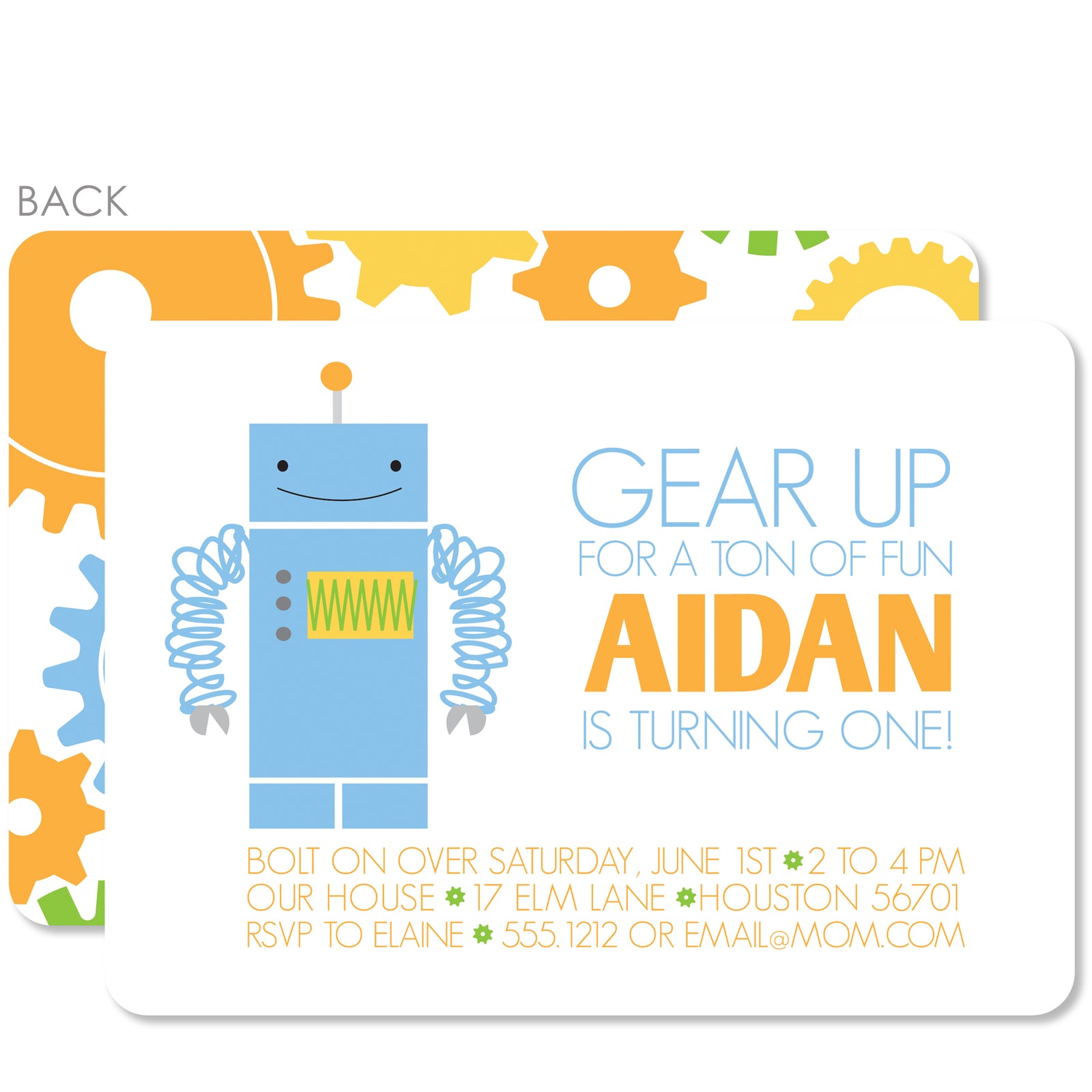 Robot First Birthday Invitation | Pipsy.com