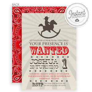 Rocking Horse Cowboy Birthday Invitation | DIY Instant Download | Templett Invitation | PIPSY.COM