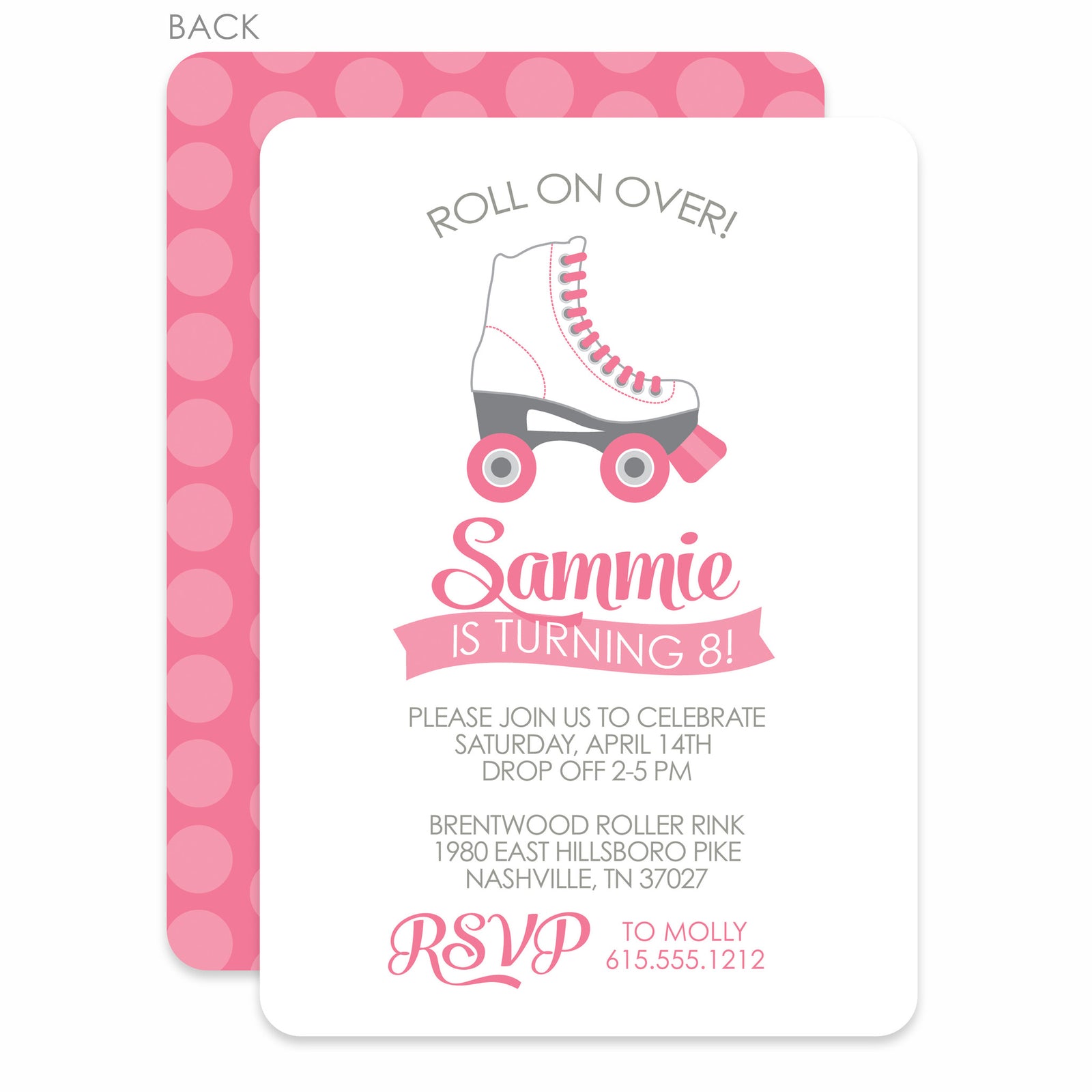 Roller Skate Party Birthday Invitation | Pipsy.com | Pink