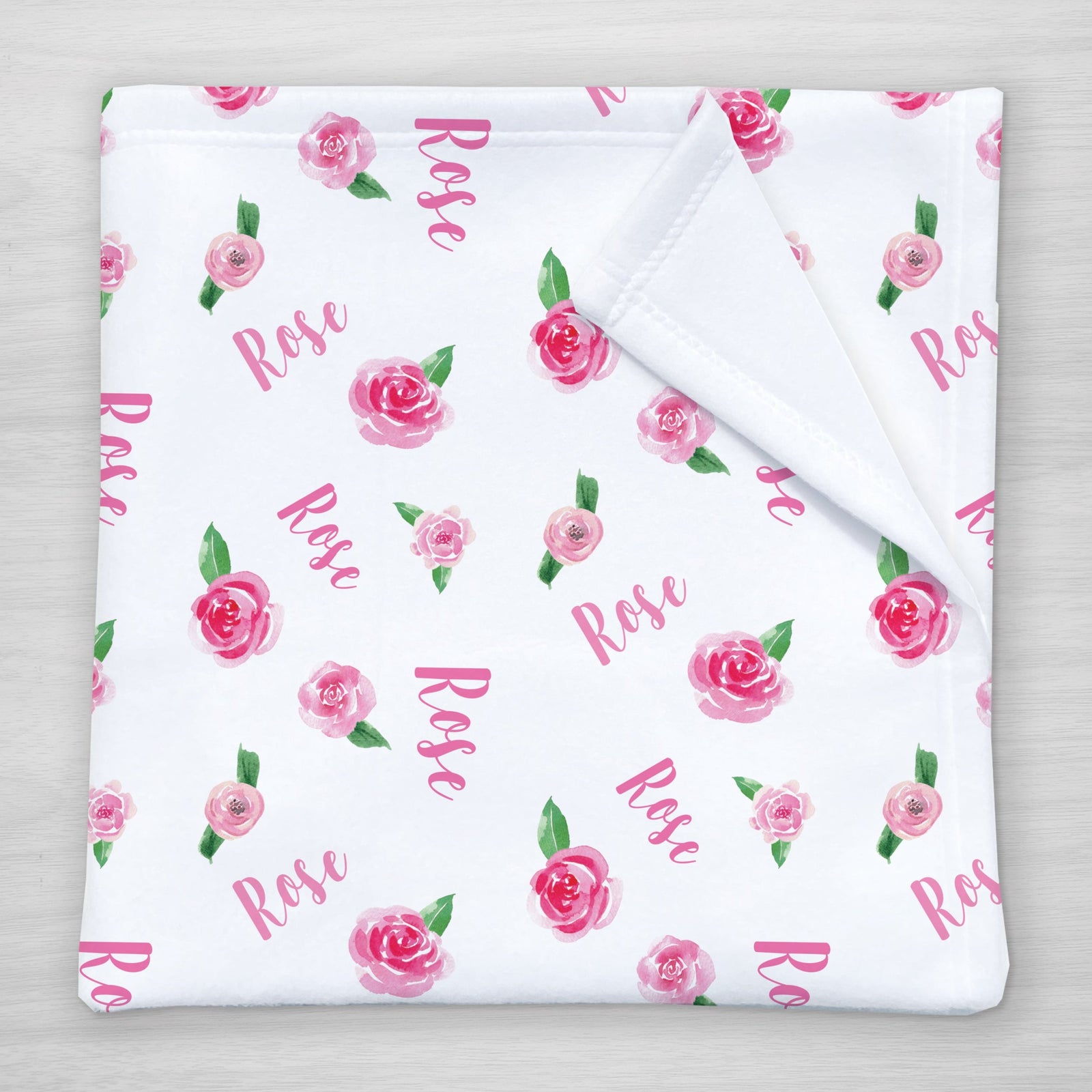 Rose Personalized Name Blanket, choose your fabric and size