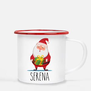 Christmas Camp Mug, Santa with Present, Personalized, Pipsy.com, red lip