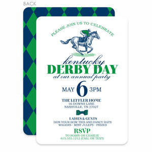 Kentucky Derby Day Invitation, Vintage Sketch with Diamond Pattern, Pipsy.com