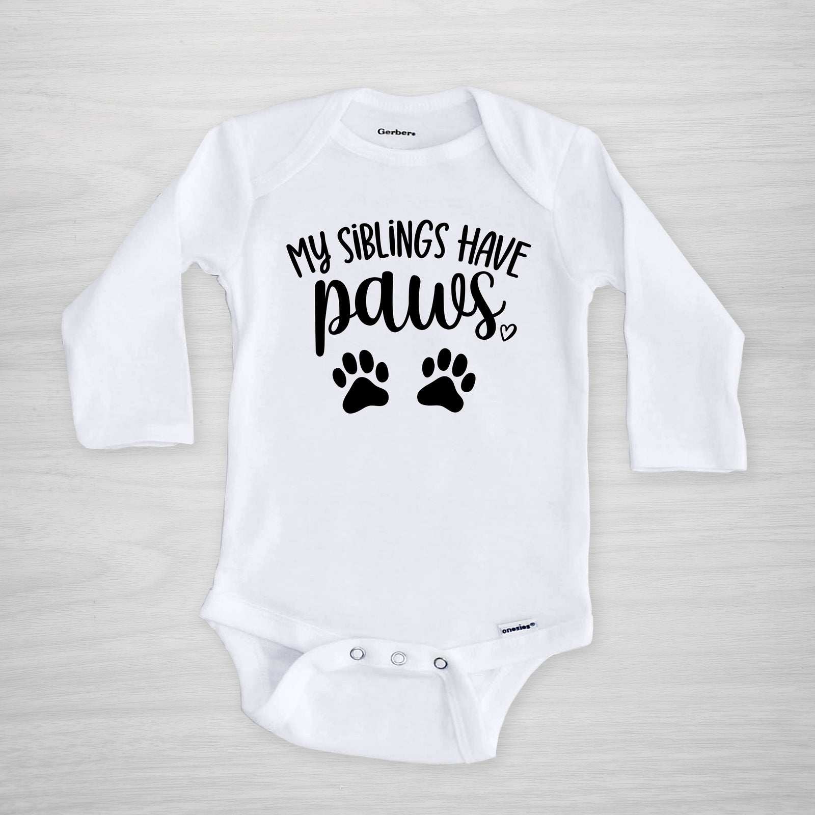 My Siblings Have Paws Gerber Onesie for Dog and Cat moms, short sleeved
