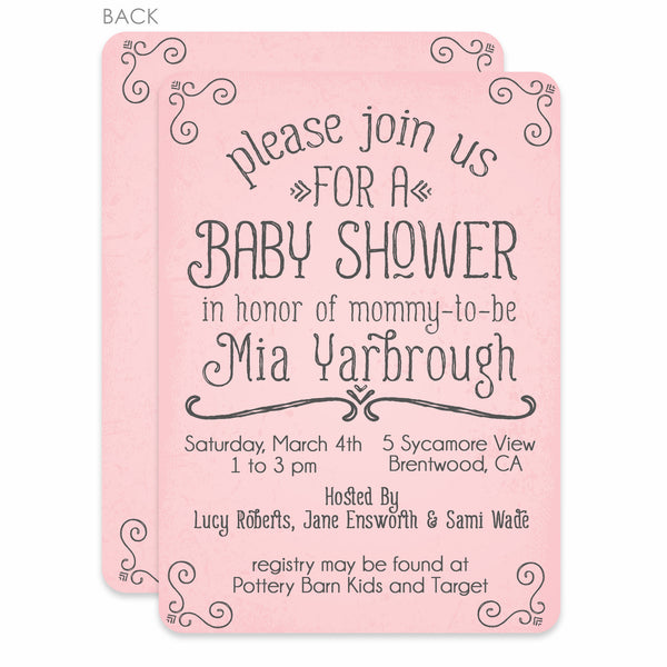 Shower Invitation View Target Baby Registry Pink Simple Swirls
